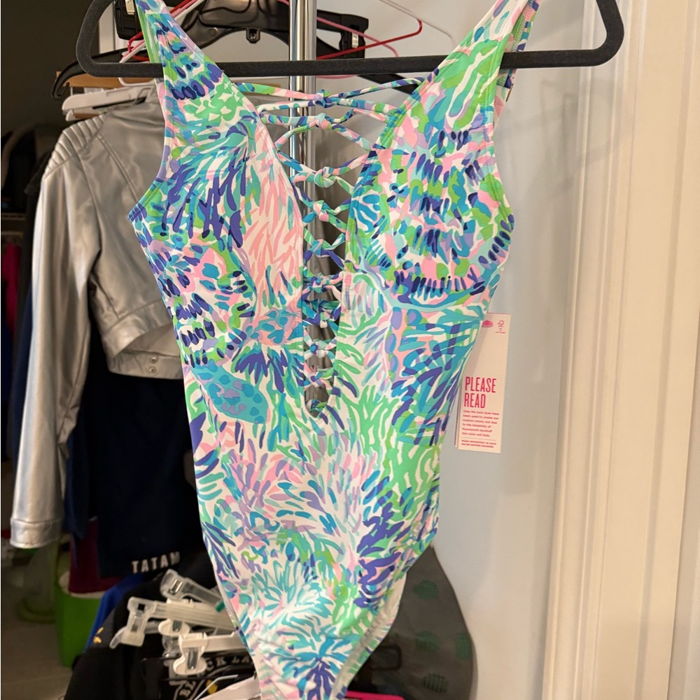 Colorful Lace-Up Swimsuit